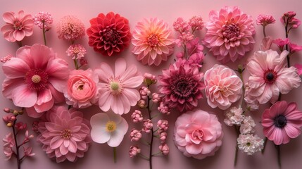 A Bunch of Pink Flowers on a Pink Background