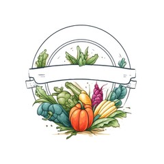 Vegetables on a white background. Logo. Free space for the name