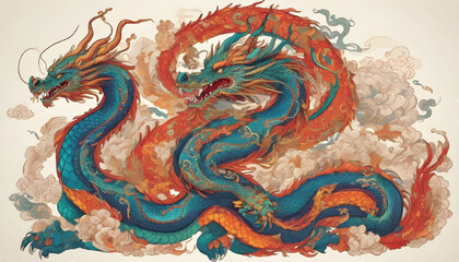 chinese dragon on the wall