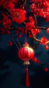Hanging lantern decorations during Chinese New Year seamless looping video