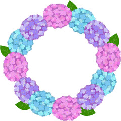 vector illustration of colorful hydrangea wreath