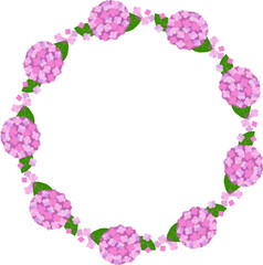 vector illustration of purple hydrangea wreath