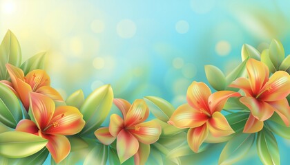 Gradient spring floral background. with empty space in the middle