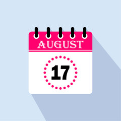 Icon calendar day - 17 August. 17th days of the month, vector illustration.