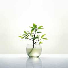 Small decorative interior greenery indoor plant on a plant pot in white background 