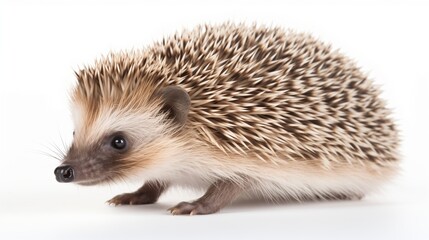 Obraz premium A charming hedgehog, endearingly isolated against a clean white background 