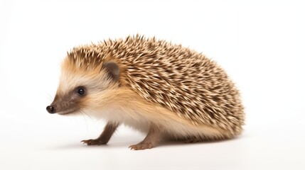 Obraz premium A charming hedgehog, endearingly isolated against a clean white background 