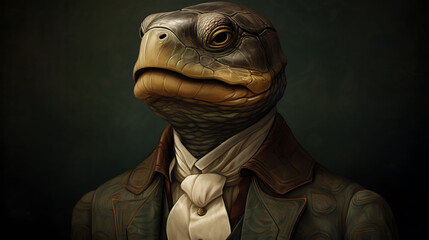 Portrait of a handsome fashionable turtle.