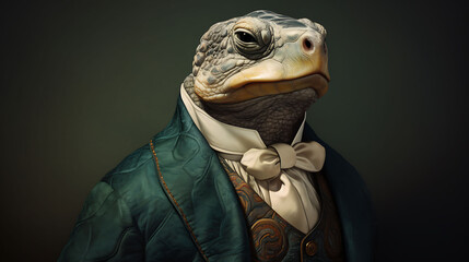 Portrait of a handsome fashionable turtle. - obrazy, fototapety, plakaty