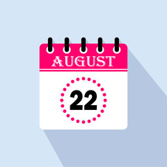 Icon calendar day - 22 August. 22 days of the month, vector illustration.