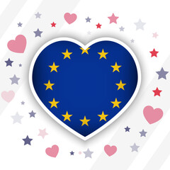 Creative European Union Flag Heart Icon