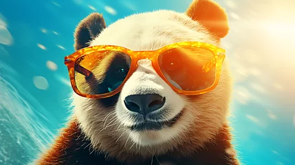 Gartenposter selfie portrait of an amusing panda wearing sunglasses © Dennis