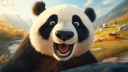 Obraz premium Close-up selfie portrait of an amusing panda