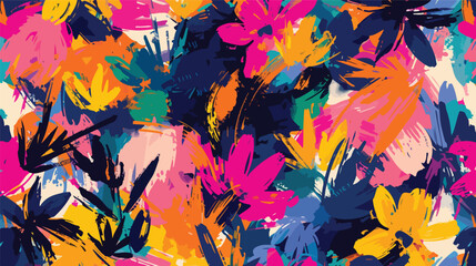 Bright Contrast Multicolored Floral Pattern