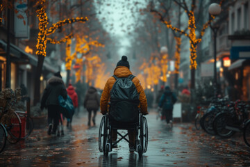 A photograph capturing the determination of disability rights activists advocating for accessibility and inclusivity in public spaces. Concept of disability activism. Generative Ai.