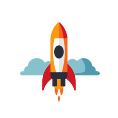 Innovation lab filled colorful logo. Efficiency business value. Rocket ship simple icon. Design element. Created with artificial intelligence. Ai art for corporate branding, website