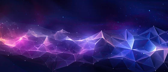 Deurstickers Glowing abstract 3d objects colorful low polygon background with shiny purple light in mysterious space galaxy with fantastic elements smooth and curved lines created with Generative AI Technology © AstraNova