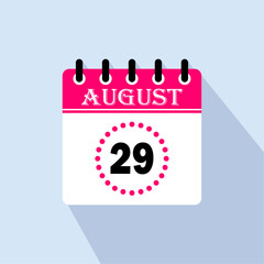 Icon calendar day - 29 August. 29 days of the month, vector illustration.