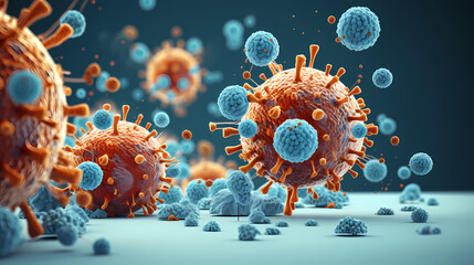 Macroscopic observation of organisms bacteria and cells and viruses under laboratory microscope