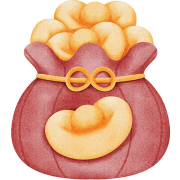 red bag overflowing gold coins clip art preview