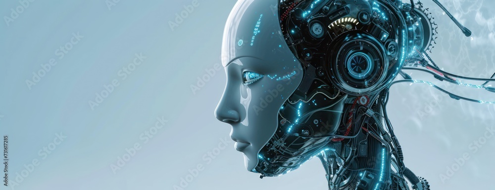 Poster humanoid robot with a visible