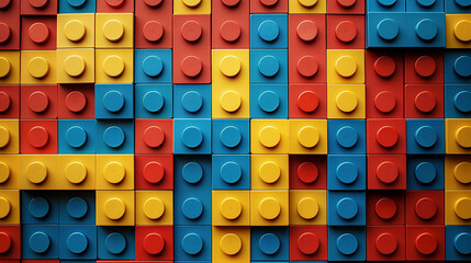 Perfect lego construction wall, with tex ture ,background lego with texture, full lego construction - obrazy, fototapety, plakaty
