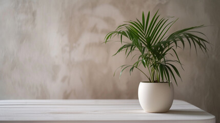 green plant pot on wooden table in a room