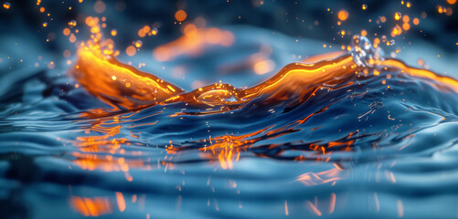 Fiery Glow on Rippling Water