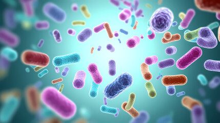 Naklejka premium Macroscopic observation of organisms bacteria and cells and viruses under laboratory microscope