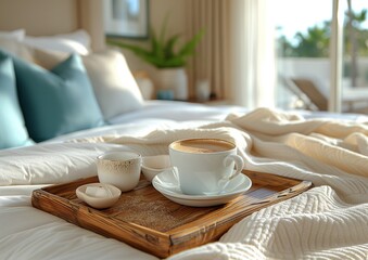 morning coffee in bed costal style