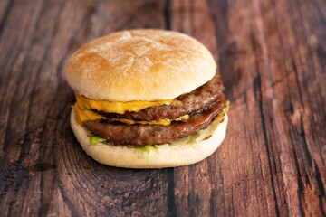 hamburger on a wooden background