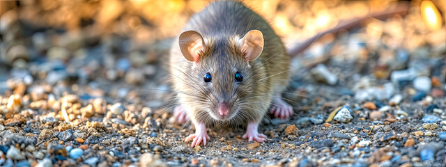 A ground-dwelling Rat with whiskers and white feet.