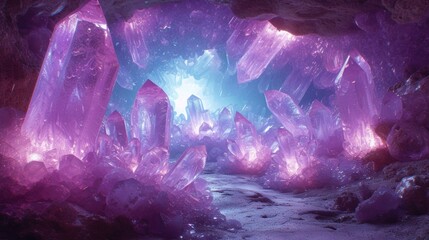 Amethyst Crystal Cave Fantasy - obrazy, fototapety, plakaty