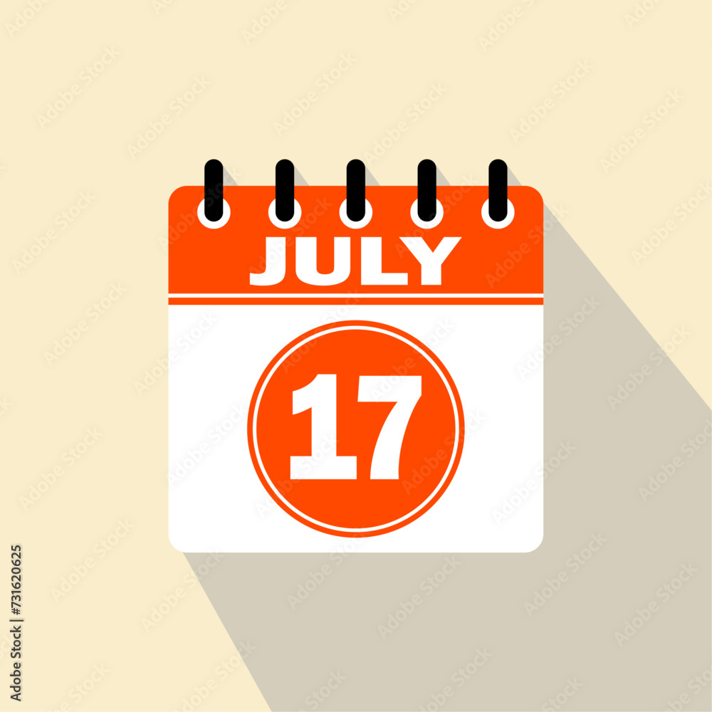 Wall mural Icon calendar day - 17 July. 17th days of the month, vector illustration.