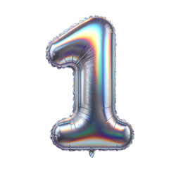 silver foil balloon number 1, isolated
