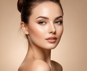 Beauty woman portrait. Beautiful spa model girl with perfect fresh clean skin. Y