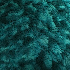 Teal plush carpet close-up photo, flat lay