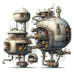 Obraz premium Machinarium machinery, a whimsical fusion of cartoon fantasy and fantastic design
