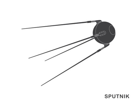 Vector image of Earth's first artificial space satellite. Sputnik. Isolated on white background.