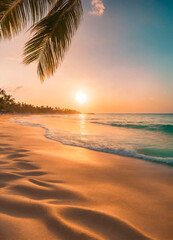 Fototapeta na wymiar beautiful beach and palm trees. Selective focus.