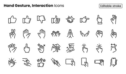 Hand Gesture, Interaction Icon Set	

