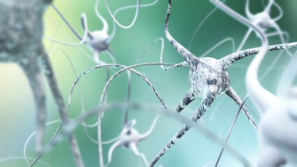 neuron, neuron transmits a signal, nerve node, neural network, 3D rendering - obrazy, fototapety, plakaty