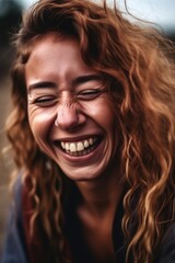 laughing, love and portrait of woman with smile enjoying quality time together