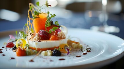 Elegant Gourmet Dessert Presentation on Plate