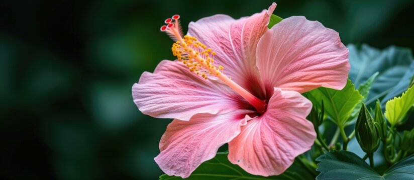 The gumamela flower, known as hibiscus, is renowned in Asia for its pastel-colored petals.