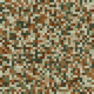 Abstract mosaic pixel pattern design in camouflage colours