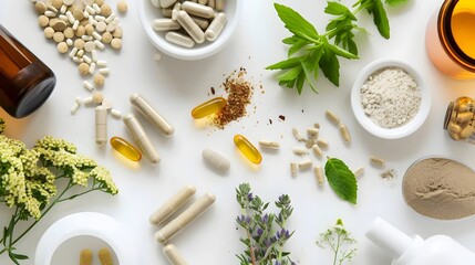 Assortment of Herbal Supplements and Natural Remedies