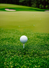 golf ball on the field. Selective focus.