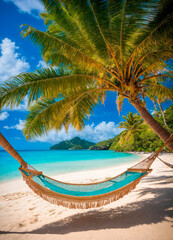 hammock on a tropical beach. Selective focus.