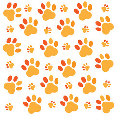 大小のオレンジ色の肉球の模様